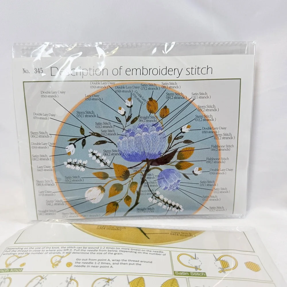 Reewisly Embroidery Kit Unisex OS Multicolor 4-Pack Floral Patterns Hoops Tools
